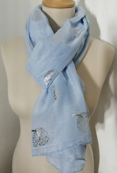Foulard Bleu clair grand gros 110x170 femme mixte chale