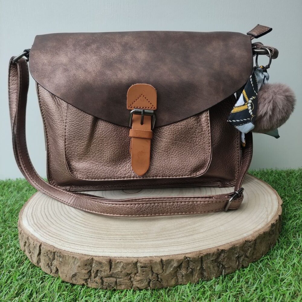 Sac bandoulière Marron Métallisé