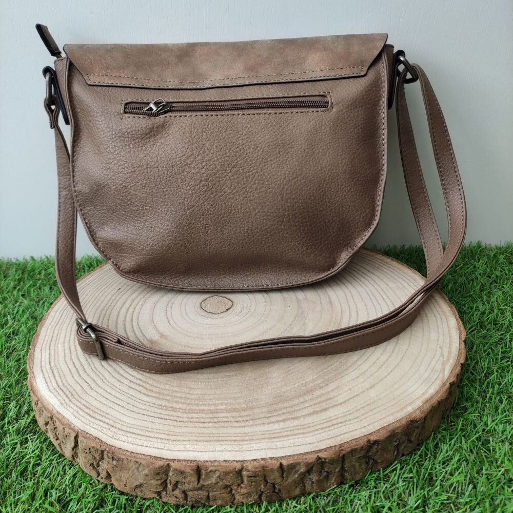 Sac bandoulière demi-lune Taupe – Image 2