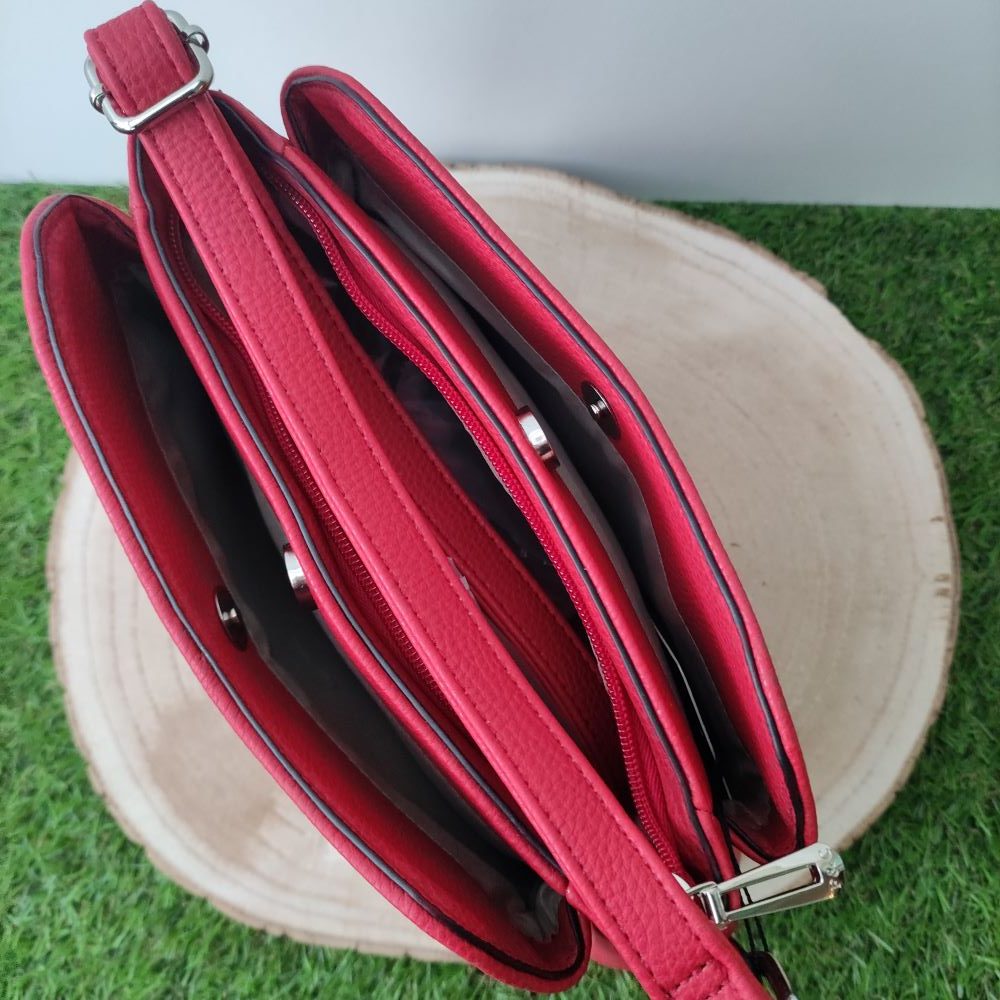 Sac à Bandoulière Officiel SL Benfica - Rouge, Polyester, Sangle Réglable Tricolore - 20x15x7 Cm