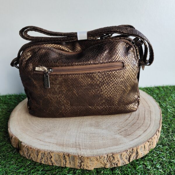 Sac bandoulière irisé imprimé python Café – Image 2